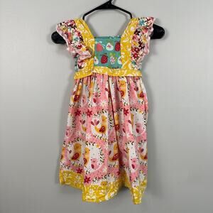 Jelly The Pug Girls 6 Chicken Dress Flutter Sleeve Spring Summer